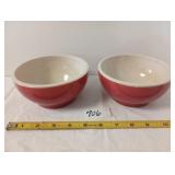 (2) Uhl Pottery Rose & White Chili Bowls STAMPED