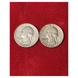 (2) Silver Washington Quarters 