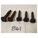 (5) 3" Dated Railroad Nails 1920s-30s