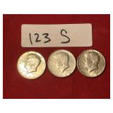 (3) 1968 D Kennedy Half Dollars