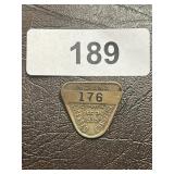 Brass Indiana 1935 Lic, Chauffeur lapel pin