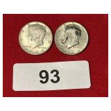 (2) 1964 Kennedy Half Dollars