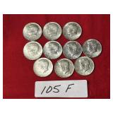 (10) 1967 Kennedy Half Dollars