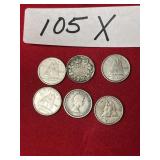 (6) Foreign Silver Coins