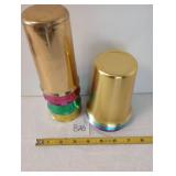 (7) Sunburst Colored Aluminum Cups MCM