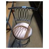 (1) Metal Swivel Bar Stool w/ Cloth Seat
