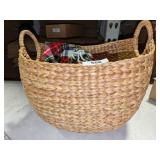 Basket w/ Plaid Throw & Soup Bowl w/ Spoon