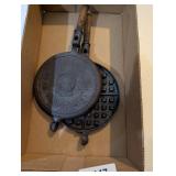 Cast Iron Waffle Maker w/ Wooden Handle