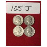 (3) 1965 + (1) 1966 Washington Quarters