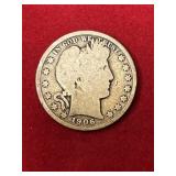 1906 D Barber Half Dollar
