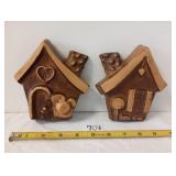 MCM Pair of Chalkware Gingerbread Houses 6" Tall