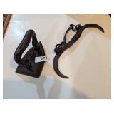 Cast Iron Sad Iron & Vintage Ice Tong