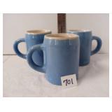 (3) Uhl Pottery Blue & White Flagon Steins