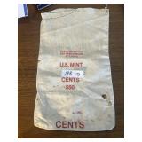 US Mint Cents Canvas Bag - red letter