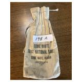 First National Bank small canvas coin bag