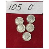 (5) 1964 Roosevelt Dimes