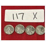 (4) 1943 Steel Wheat Pennies