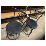 (2) Metal Swivel Bar Stools w/ Cloth Seats