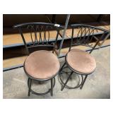 (2) Metal Swivel Bar Stools w/ Cloth Seats