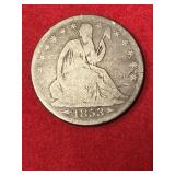1853 O Liberty Seated w Rays VG Half Dollar VG