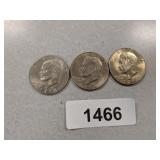 (3) 1974 D Eisenhower Dollar Coins