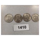 (4) Eisenhower Dollar Coins - 1974, 1972 D,