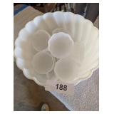 (10) Milk Glass Punch Cups w/ Punch Bowl