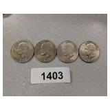 (4) Eisenhower Dollar Coins - (2) 1971 D, 1972,