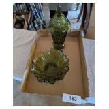 Green Toned Candy Dishes