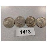 (4) Eisenhower Dollar Coins - 1971, 1972, 1974 D,