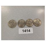 (4) Eisenhower Dollar Coins - 1971 D, 1974 D,