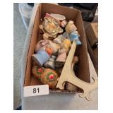 Ceramic Figurines, Wooden Frog, Pig Bell & Other
