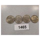 (4) Eisenhower Dollar Coins - 1974 D, Bicentennial