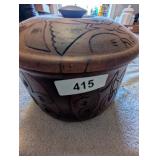 Vintage Handcrafted Wood Bowl -*