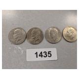(4) Eisenhower Dollar Coins - 1972 D, 1974 D,