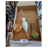 Marigold Carnival Glass Deer Trinket Dish, +