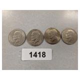 (4) Eisenhower Dollar Coins - 1972 D, 1974 D,