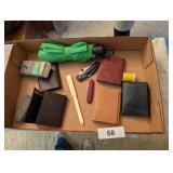 Wallets, Letter Opener, (2) Knives & Umbrella