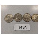 (4) Eisenhower Dollar Coins - (3) 1974 D,