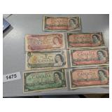 Vintage Canadian Bills - 1954, 1967, 1973, 1974
