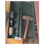 Metal Toolbox w/ Large Sockets & Hatchet