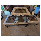 Cast Frame Coffee Table w/ (2) Side Tables