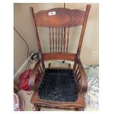 Vintage Wooden Rocker w/ Leather Seating