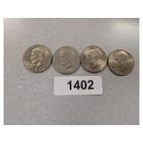 (4) Eisenhower Dollar Coins - 1971 D, 1974 D,