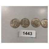 (4) Eisenhower Dollar Coins - (3) 1974 D,