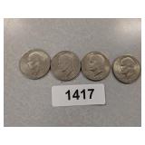 (4) Eisenhower Dollar Coins - 1971 D, 1972,