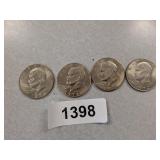 (4) Eisenhower Dollar Coins - (3) 1974 D, 1972