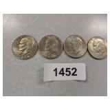 (4) Eisenhower Dollar Coins - (3) 1974 D,