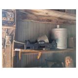 Funnels, Old Gas Can, Wooden Box (Has Damage) &