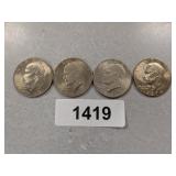 (4) Eisenhower Dollar Coins - 1974 D, Bicentennial